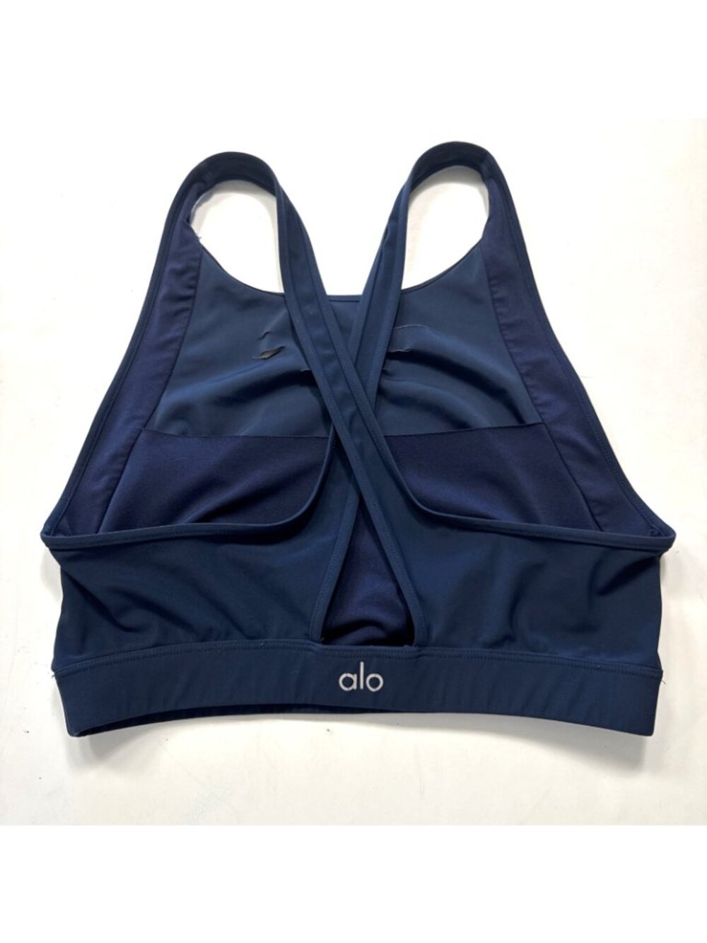 Alo Sports Racerback Bra Navy Ripped Warrior Activewear Workout Yoga